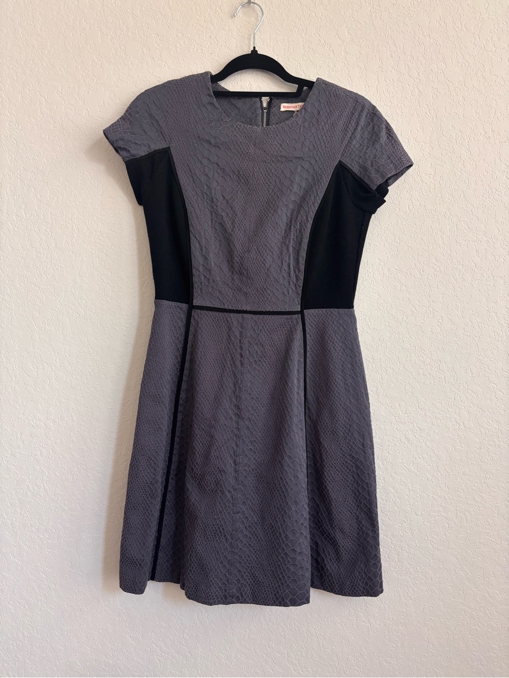 Rebecca Taylor Size 6 Gray Black Textured Fit & Flare Dress